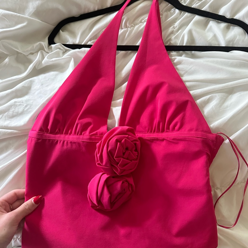 Zara Fuchsia Top with Floral Details